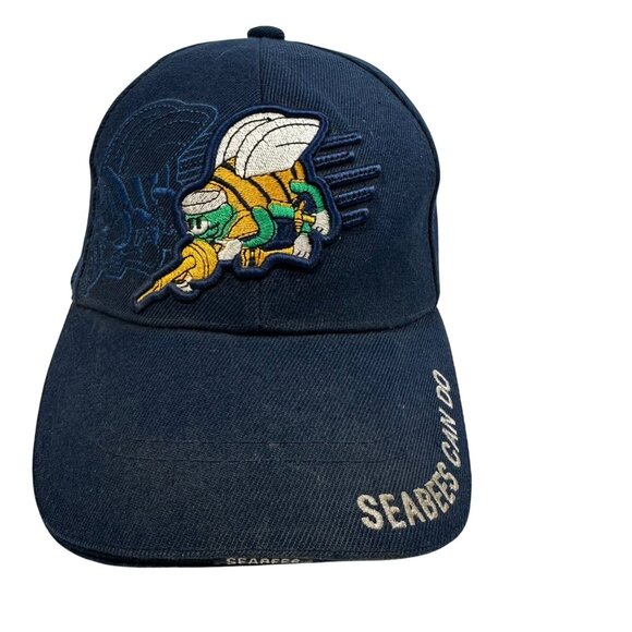 U.S. Navy Seabees "Can Do" Embroidered Adj Baseball Cap Navy Blue Cotton Blend - Picture 6 of 12